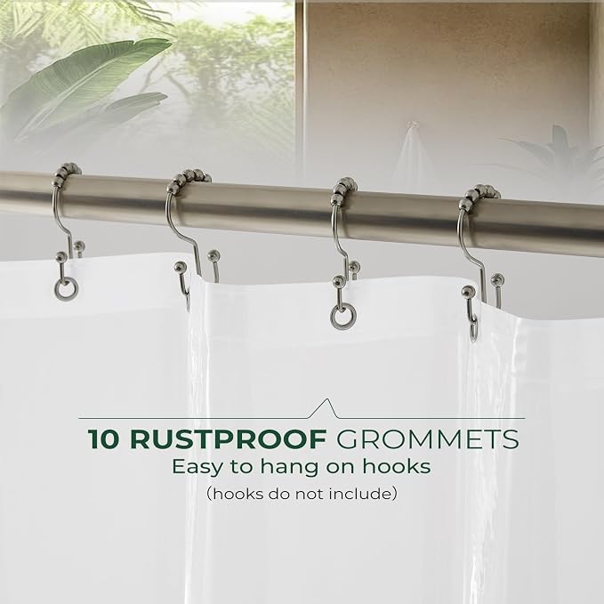 Shower Curtain Liner with Side Suction Cups, Premium PEVA Plastic Shower Liner with 3 Magnets, Waterproof Bathroom Curtain, 72 x 72, Frosted