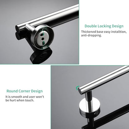 Miyili 4-Pieces Polished Stainless Steel Bathroom Hardware Set Wall Mounted - Includes 24" Towel Bar, Toilet Paper Holder, 2X Robe Hooks, BS01C4B