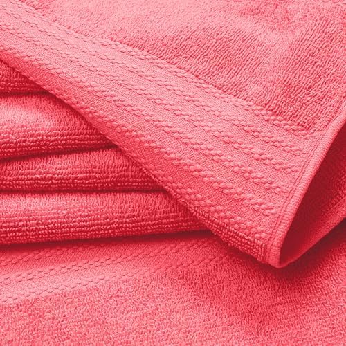 GLAMBURG Ultra Soft 8-Piece Towel Set - 100% Pure Ringspun Cotton, Contains 2 Oversized Bath Towels 27x54, 2 Hand Towels 16x28, 4 Wash Cloths 13x13 - Ideal for Everyday use, Hotel & Spa - Coral Orange