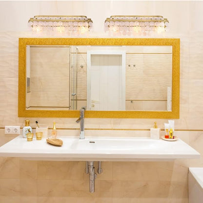 TOCHIC 3 Lights Vanity Light with Natural Capiz Shell Shade, Brushed Gold Bathroom Dimmable Vanity Light, Modern Wall Lighting Fixture for Mirror Cabinets, Powder Room, Bedroom, Living Room, 23”W