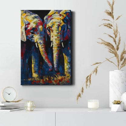 Renditions Gallery Animal Canvas Wall Art Modern Paintings & Prints Decorations Vintage Loving Elephants Black & White Abstact Wall Hanging Artwork for Bedroom Office Kitchen - 18"x27" LT02