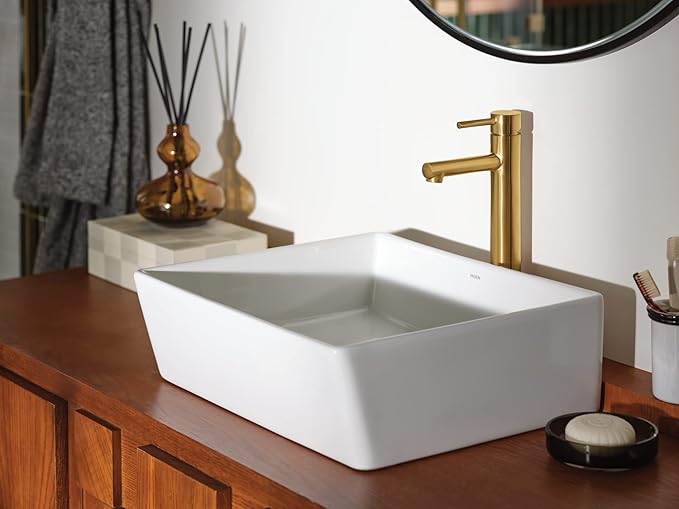 Moen White Vitreous China Vessel Sink for Bathroom, 18 X 15.75 X 6 Inch Rectangle Sink with a High Gloss Porcelain Ceramic Bowl for Above Counter, BGCW10RV1618