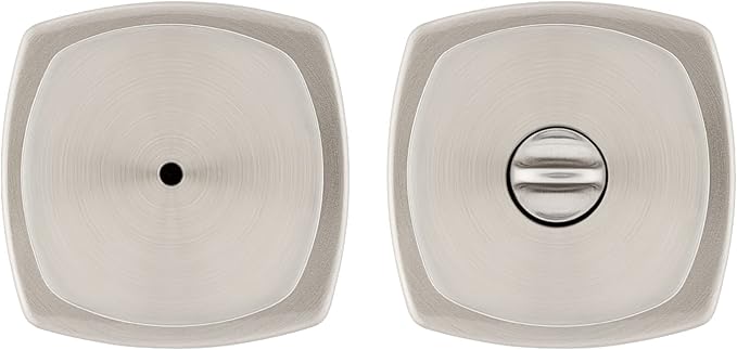 Kwikset Arroyo Knob Interior Privacy Door Knob with Lock, Door Handle For Bathroom and Bedroom, Satin Nickel Keyless Turn Lock Doorknob, with Microban Protection