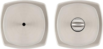 Kwikset Arroyo Knob Interior Privacy Door Knob with Lock, Door Handle For Bathroom and Bedroom, Satin Nickel Keyless Turn Lock Doorknob, with Microban Protection
