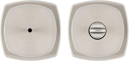 Kwikset Arroyo Knob Interior Privacy Door Knob with Lock, Door Handle For Bathroom and Bedroom, Satin Nickel Keyless Turn Lock Doorknob, with Microban Protection