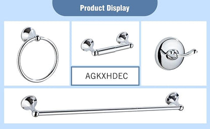 Classic Bathroom Hardware 4-piece Set,Chrome | Wall Mounted,Stainless Steel and Zinc material,Including Towel Bar,Towel Ring,Toilet Paper Holder,Robe Hook
