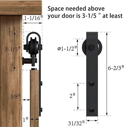 WINSOON 5FT Super Mini Barn Door Hardware Kit, Double Doors, J Shape Hanger | Sliding Small Barn Door Hardware Kit, for Mini/Small Barn Door, TV Stands, Wardrobe Cabinets, DIY