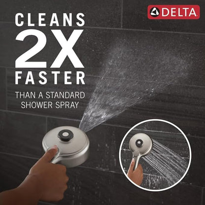 Delta 6-Setting PivotPro 3-in-1 Combination Shower Head with ProClean Spray, Brushed Nickel Round Shower Head Rainfall with Handheld Spray, 1.75 GPM, SpotShield Brushed Nickel 75649SN