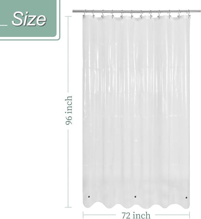 Mrs Awesome Extra Long Shower Curtain Liner 96" Length, Clear, 72x96 | 3 Bottom Magnets, Ceiling to Floor XL PEVA Plastic Shower Curtain for Bathroom, Lightweight & Waterproof, 72 x 96 Inches