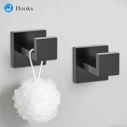 10-Piece Matte Black Bathroom Hardware Accessories Set Towel Bar Set for Bathroom 23.6 inch Towel Bar,Stainless Steel Wall Mounted Towel Holder