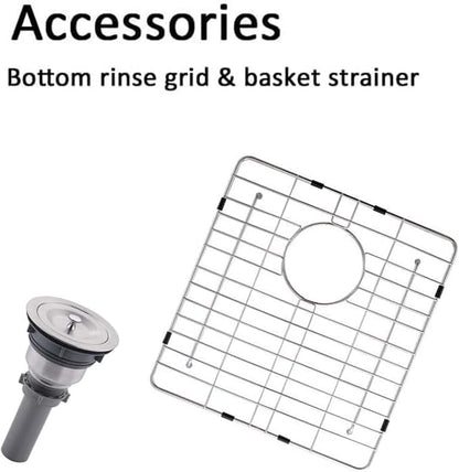 18x18 Inch Bar Sink Drop In Kitchen Sink, Topmount Stainless Steel Square Small Workstation Sinks, Single Bowl Kitchen Sinks for Laundry Wet Bar Prep RV Office Outdoor Yard