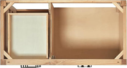 ARIEL Cambridge 42-inch Bathroom Vanity Base Cabinet,Solid Wood, 2 Soft Closing Doors, 5 Dovetail Drawers, White Oak