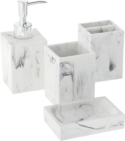 Sweet Home Collection Bathroom Accessories Collection Unique Decorative Beautiful Designs Bath Décor, 4 Piece Set, Plaza(Pack of 1)