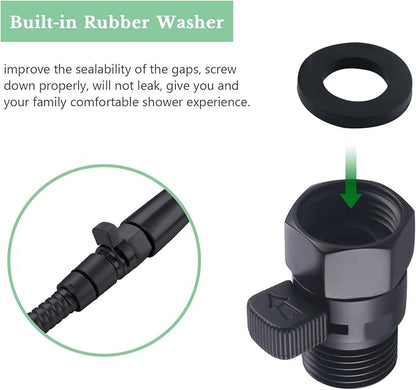 APLusee Water Flow Control Valve, Solid Brass Adjusting Shower Head Flow Restrictor with Switch, Matte Black