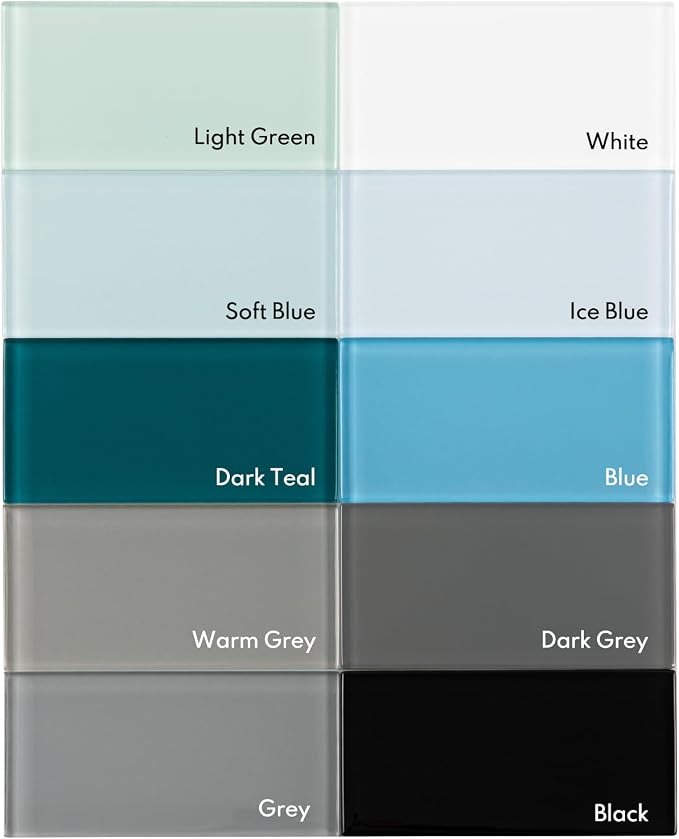 Blue Glass Subway Tile, Glass for Bathroom Kitchen Shower Backsplash Wall, 3 x 6 Inches, 4 Sq.Ft.