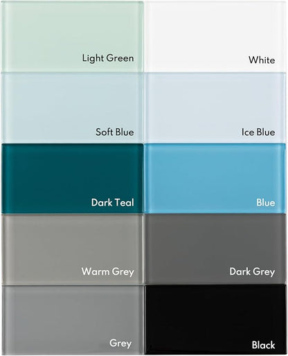 Blue Glass Subway Tile, Glass for Bathroom Kitchen Shower Backsplash Wall, 3 x 6 Inches, 4 Sq.Ft.