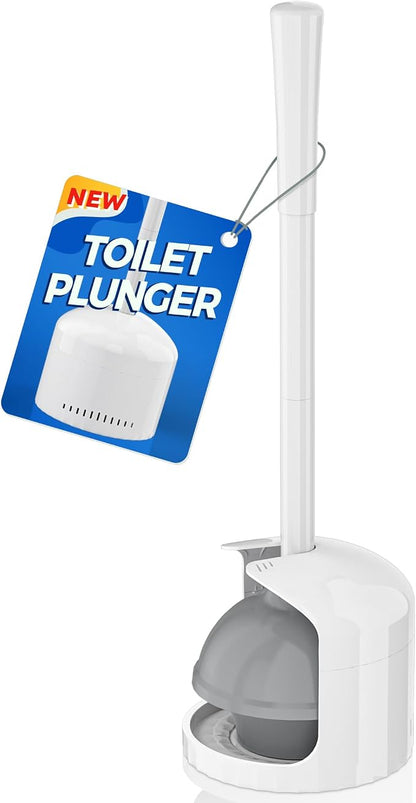 TRENTI Toilet Plunger with Holder, Plunger with Holder for 5.3-inch Toilet Drain, Plungers for Bathroom with Holder, Toilet Plunger Heavy Duty (1, White)