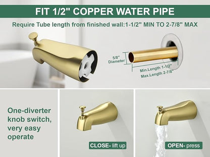 L829-3 Brushed Gold Shower Faucet Set - Complete Dual Shower Head & Handheld Combo, Tub Spout & Trim Kit