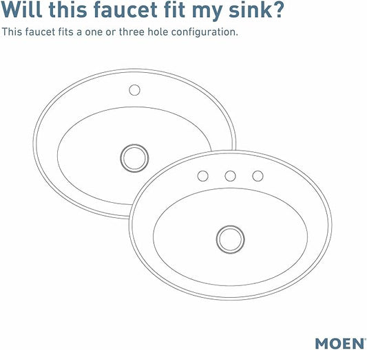 Moen 6903NL Voss One-Handle Single Hole Bathroom Sink Faucet with Optional Deckplate, Polished Nickel