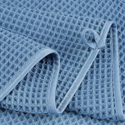 POLYTE 430 GSM Poly Blend Microfiber Quick Dry Waffle Bath Towel Set of 6