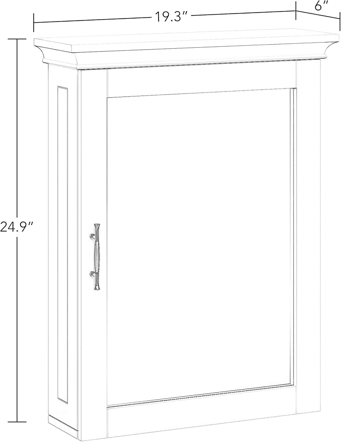 RiverRidge Somerset Bathroom Wall Mount Medicine Cabinet with Mirror, White | Bath Storage Cabinet with Adjustable Interior Shelf and Soft Close Hinges, Two-Tone Handles and Coved Top Detailing