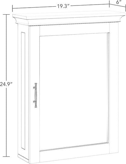 RiverRidge Somerset Bathroom Wall Mount Medicine Cabinet with Mirror, White | Bath Storage Cabinet with Adjustable Interior Shelf and Soft Close Hinges, Two-Tone Handles and Coved Top Detailing