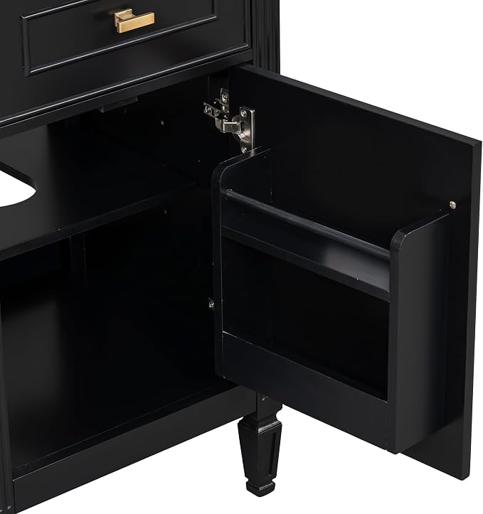 GDFStudio Hawthorne 20" Modern Bathroom Vanity with Sink, Freestanding Bathroom Vanity Organizer with Tilt Out Drawer, Adjustable Shelf and Solid Wood Legs, Single Sink Bathroom Vanity, Black