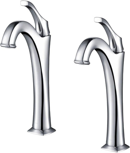 KRAUS KVF-1200CH Arlo Single Handle Vessel Bathroom Faucet with Pop Up Drain, Chrome (2 Pack)