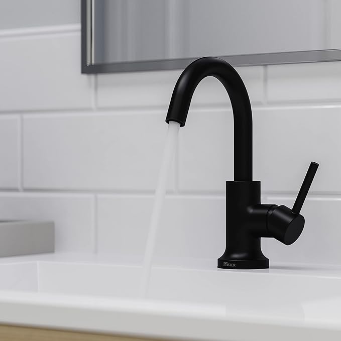 Pfister Zeelan Bathroom Sink Faucet, Single Control, 1-Handle, Single Hole, NSF Certified, Matte Black Finish, LF042ZLB