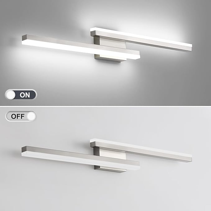 36in Vanity Lights,36W 2500LM Modern Brushed Nickel Vanity Light Bathroom Lighting Fixture Over Mirror, Dimmable LED Bathroom Light Fixture 5000K Cool White Vanity Light Bar -2 Light