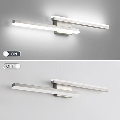 36in Vanity Lights,36W 2500LM Modern Brushed Nickel Vanity Light Bathroom Lighting Fixture Over Mirror, Dimmable LED Bathroom Light Fixture 5000K Cool White Vanity Light Bar -2 Light
