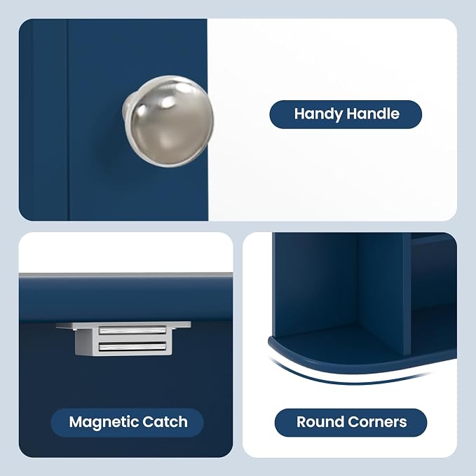 GIANTEX Bathroom Medicine Cabinet (Blue) | Wall Mounted Medicine Cabinet with Mirrored Door & 4 Interior Shelves, 6 Open Shelves, Space-saving Storage Cabinet