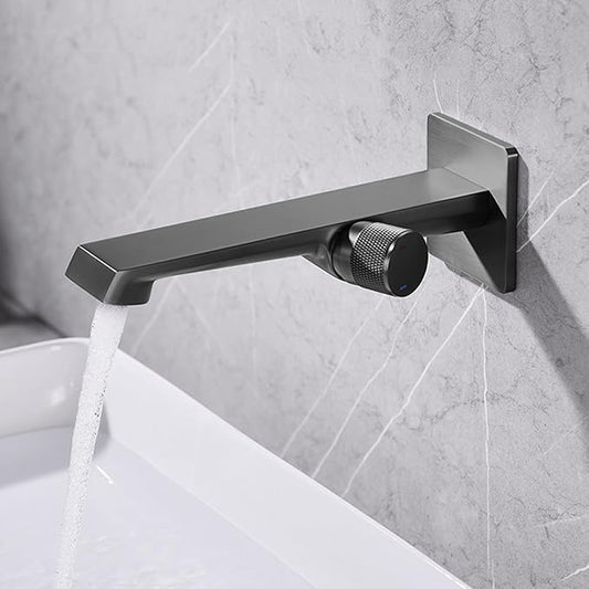 BiaoTeng Concealed Faucet for Bathroom Sink Wall Mount Hot and Cold Wall Mounted Faucet Bathroom Brass Single Handle Grey