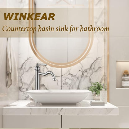 Vessel Sink Faucet Brushed Nickel Bathroom Tall Faucet Single Hole Deck-Mount Pop up Drain Assembly Without Overflow Water Supply Lines Included