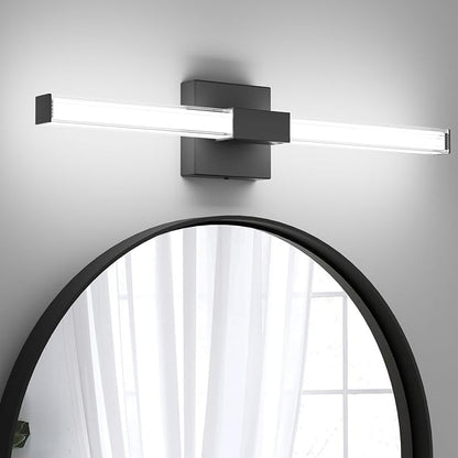 Ralbay 24inch Black Bathroom Vanity Light Bar 22W Modern LED Vanity Lights Matte Black Bathroom Wall Mounted Light Fixtures Over Mirror(5500K White Light)