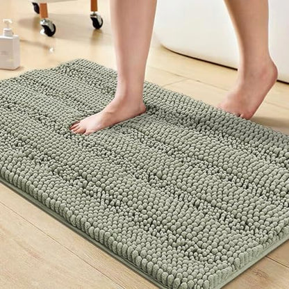 Turquoize Bathroom Rugs Shaggy Chenille Bath Rug Non Slip Thick Shaggy Bath Mats for Bathroom Chenille 1-Piece Bath Mat Set, Soft Super Absorbent Shower Rug Washable Mats, 20"x32", Sage
