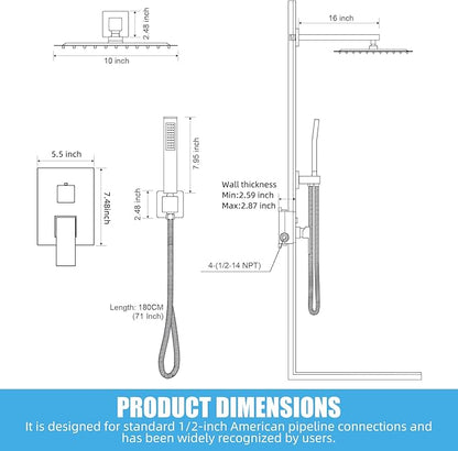 Modern Shower Faucet with 10 Inch Rain Shower head Shower System and Handheld Shower Combo,2-Function Shower Fixtures Included Shower Trim Kit (Brush Nickel)