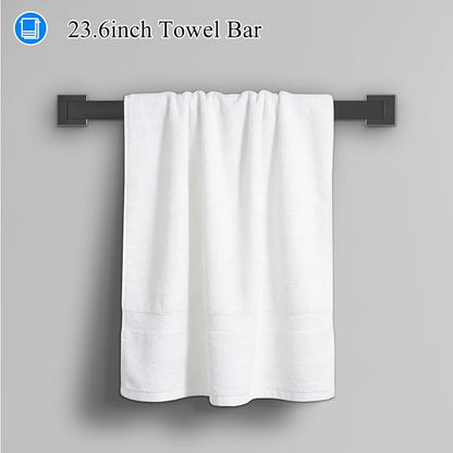 10-Piece Matte Black Bathroom Hardware Accessories Set Towel Bar Set for Bathroom 23.6 inch Towel Bar,Stainless Steel Wall Mounted Towel Holder