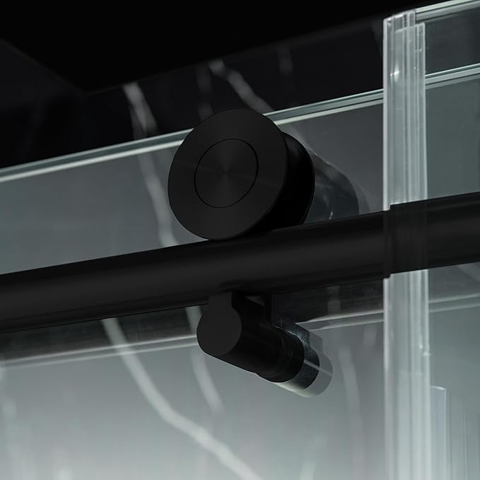 Woodbridge Frameless Single Sliding Shower Doors in Matte Black Finish, 57.5-60" Width x 62" Height with 3/8"(10mm) Clear Tempered Glass, Soft Close System and Explosion-Proof Film, BSDC6062-MB