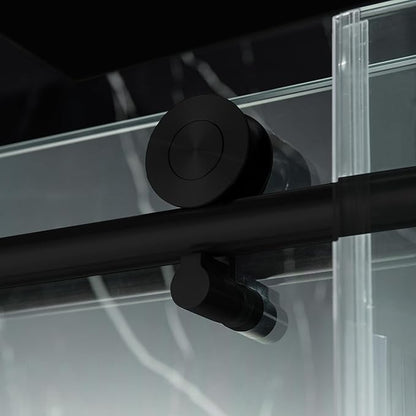 Woodbridge Frameless Single Sliding Shower Doors in Matte Black Finish, 57.5-60" Width x 62" Height with 3/8"(10mm) Clear Tempered Glass, Soft Close System and Explosion-Proof Film, BSDC6062-MB