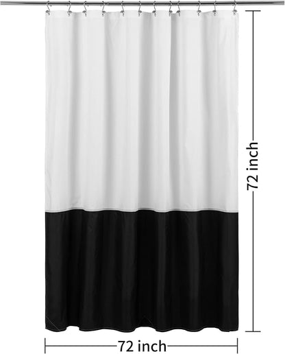 ALYVIA SPRING Waterproof Fabric Shower Curtain or Liner Black/White, 72x72 | 3 Magnets, Soft Cloth & Hotel Quality, Machine Washable, Light-Weight, Standard Size