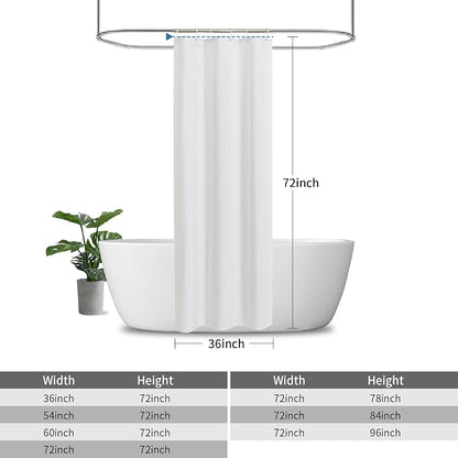 Waterproof Fabric Shower Curtain,No Liner Needed,36x72,White | 2-in-1 Design,Linen Textured,100% Waterproof TPU-Laminated Backing,Magnetic Weighted,Machine Washable,For Bathroom,Hotel