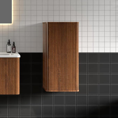 Floating Bathroom Side Cabinet, Wall Mounted Modern Storage Cabinet for Small Space, Apartment, Hotel, Walnut - Camellia Collection