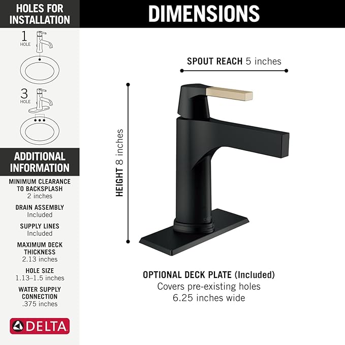 DELTA FAUCET 574T-CZ-DST Handle Bathroom Faucet with Touch2O.xt Technology Single Hole, Touchless, Champagne Bronze