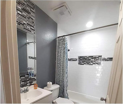 Glass Metal Tiles Art Mosaic Silk Black Crystal Glass Chrome Silver Steel Accent Wall Border Kitchen Bath Backsplash Tile TSTNB12 (5 Square Feet)