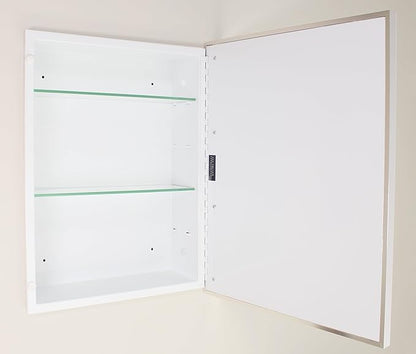 Fox Hollow Furnishings 16x20 Parker Metro Metal Framed Rectangle Recessed Bathroom Medicine Cabinet, Floating Mirror, 14x24 in-Wall Opening, Steel, Adjustable Glass Shelves, Magnet Close, Chrome