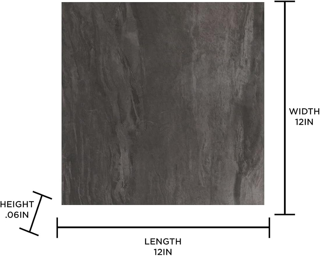 FloorPops FP3328 Raven Peel & Stick Floor Tiles, Black (Pack of 2)