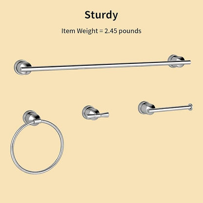 Bright Bathroom Hardware Set 4 Pieces,Towel Bar Set Stainless Steel Wall Mounted