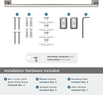 Amerock BH36024G10 | Brushed Nickel Towel Bar | 24 in (610 mm) Towel Rack | Mulholland | Bathroom Towel Holder | Bathroom Hardware | Bath Accessories