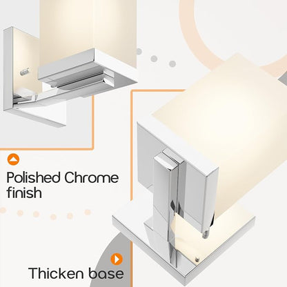 Bathroom Light Fixture Wall Sconce with White Frosted Glass Shade, Polished Chrome Vanity Lightings Over Mirror Hallway Entrance Porch T003CH-L1